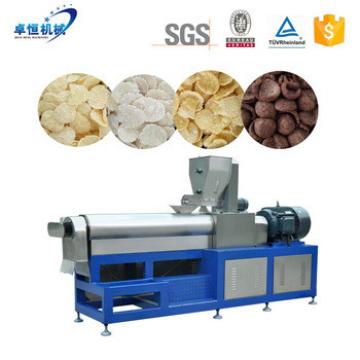Double screw extruded breakfast cereal corn flakes snack food making machine production line